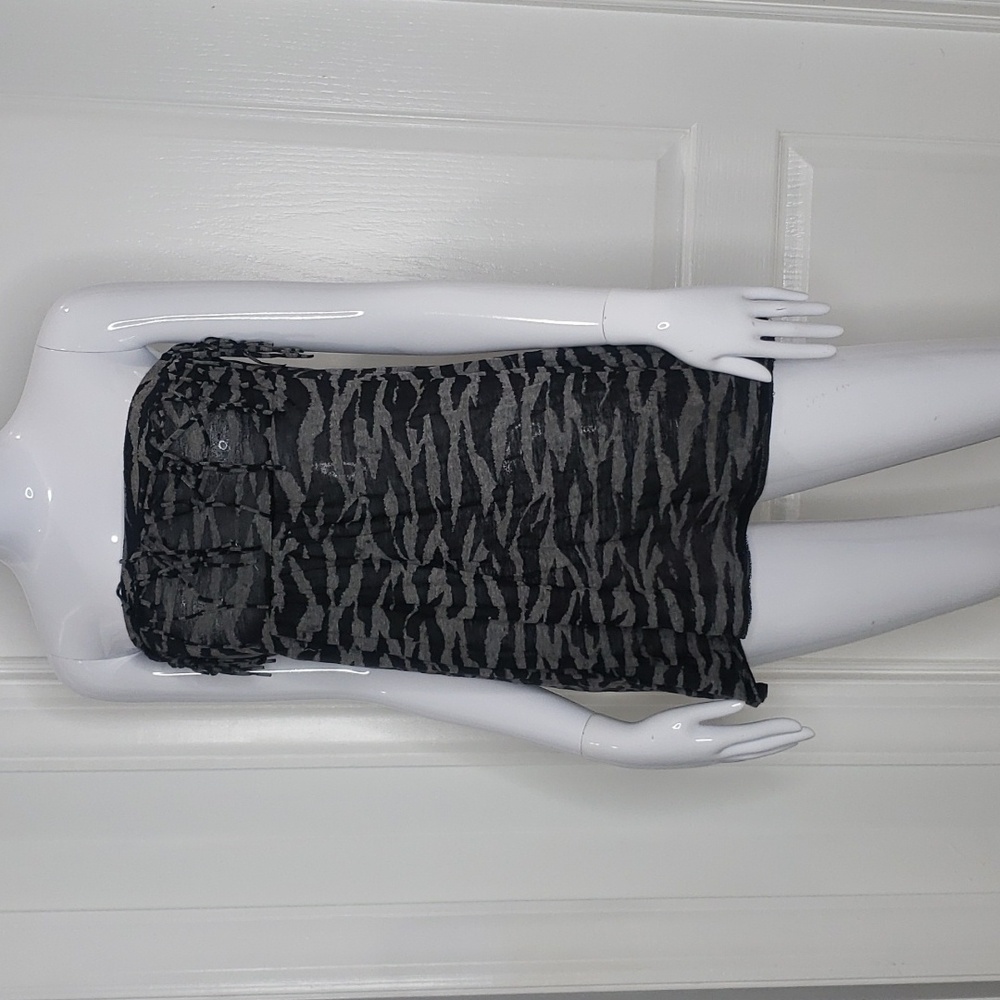🤯3/$12 Bongo Y2K Early 2000s Gray & Black Fringe Tube Top Size Large